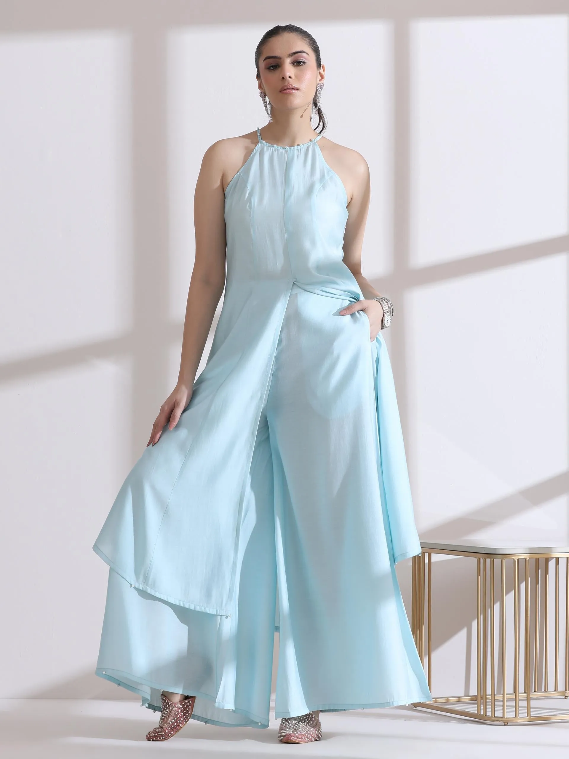 1 Pc Airskin Light Blue Plazzo Pant