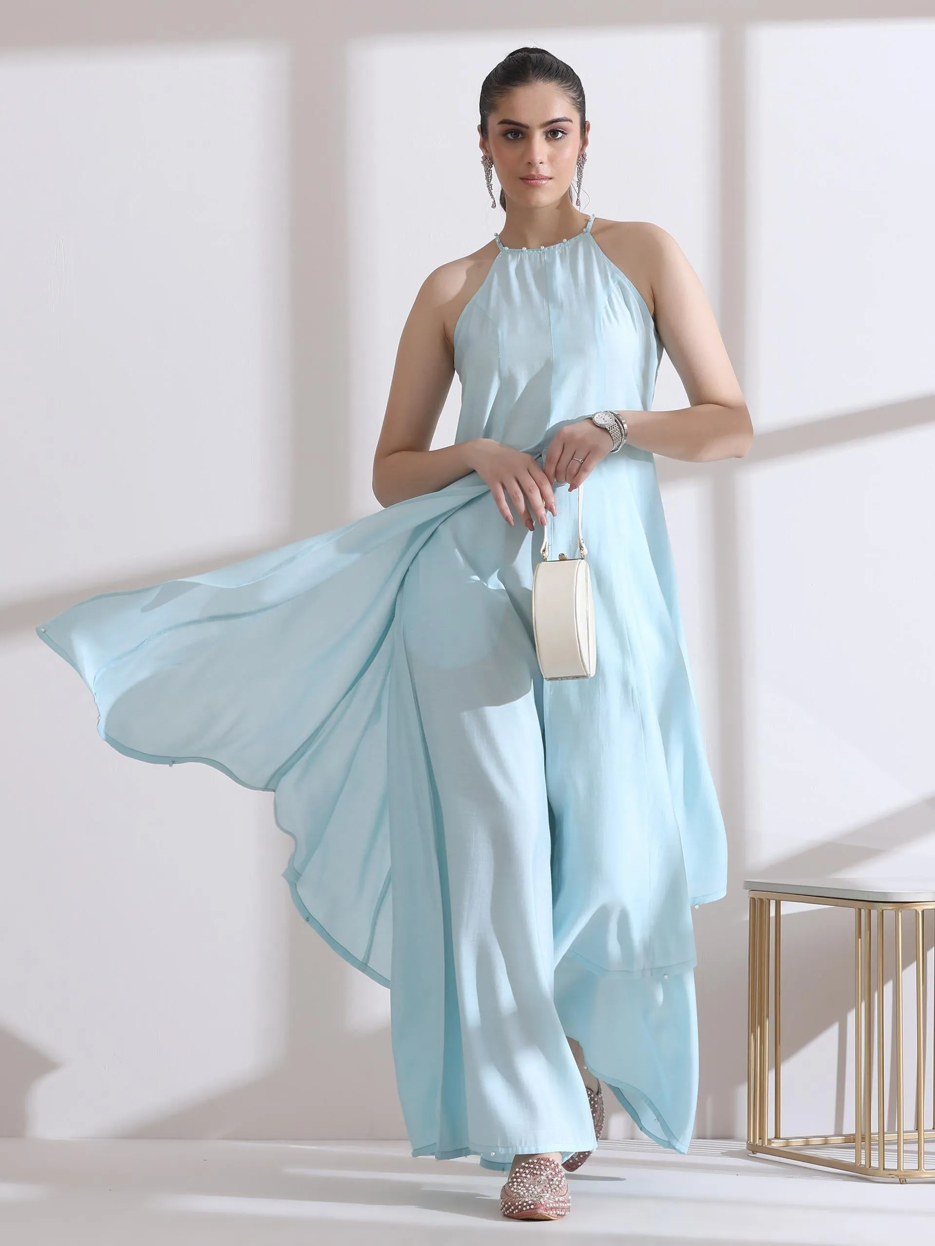 1 Pc Airskin Light Blue Plazzo Pant