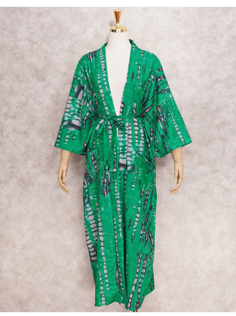 2021 New Boho Print Front Open Long Kimono Sexy Summer Beach Wear Cardigan Robe Tunic