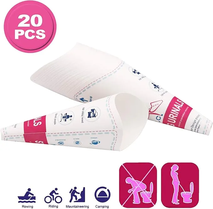 20pcs Disposable Female Portable Urination Device,Woman Urinal Funnel to Standing Pee for Pregnant Women,Wounded,Traffic Jam,Travel,Camping,Outdoor Activities