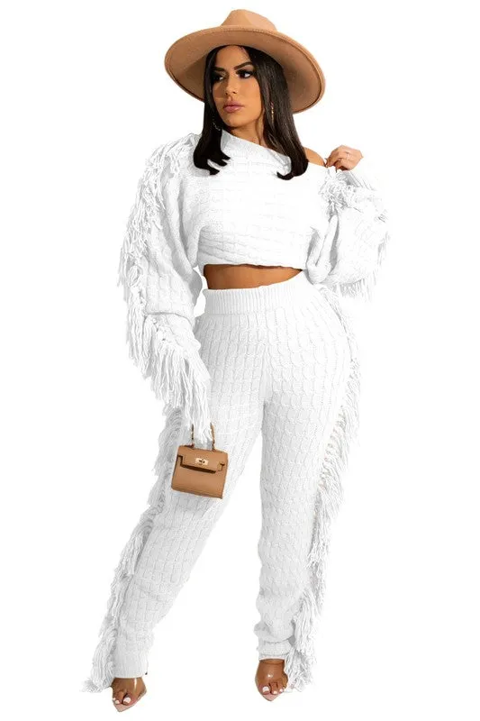 2PC  COW GIRL SWEATER PANTS SET