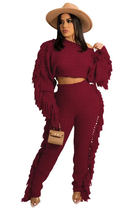 2PC  COW GIRL SWEATER PANTS SET