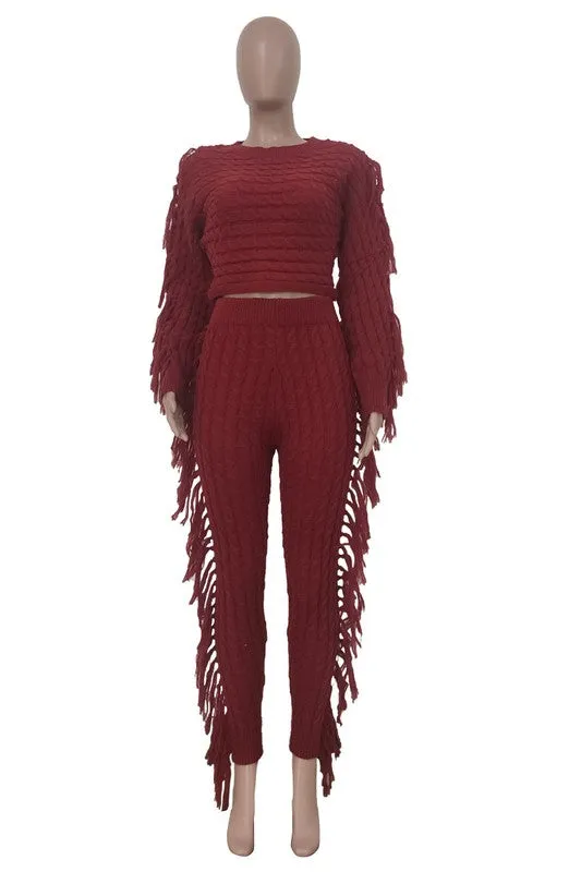 2PC  COW GIRL SWEATER PANTS SET