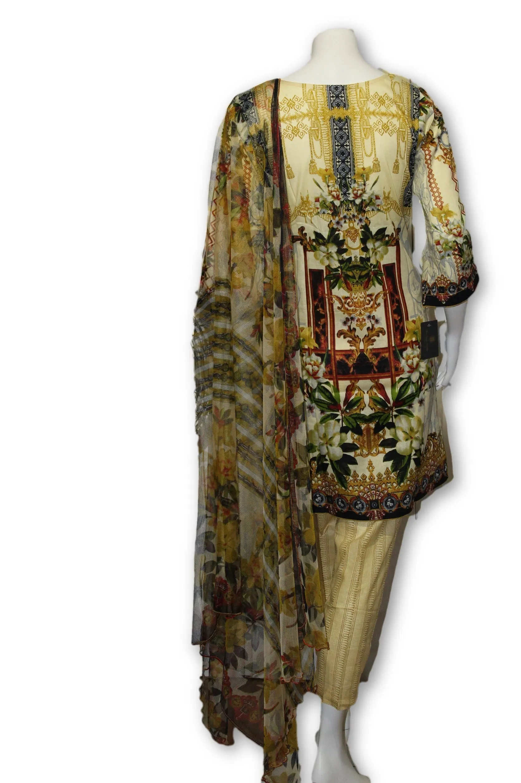 A03 Pakistani Indian Fine Design 3 Pcs Embroidered  Lawn Suit