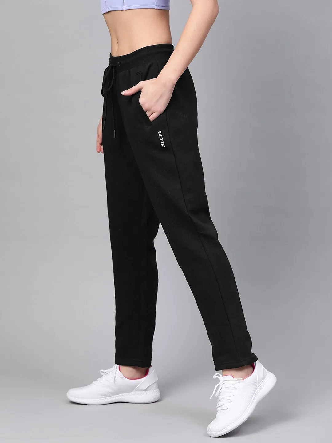Alcis Women Black Solid Track Pants