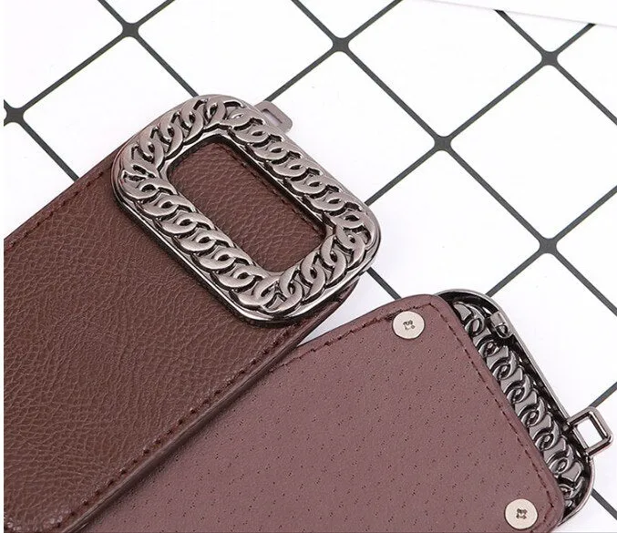 Alloy Buckle Wide Waist Belt