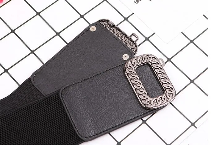 Alloy Buckle Wide Waist Belt