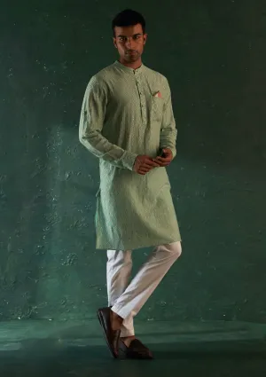 Aqua green straight kurta and pants