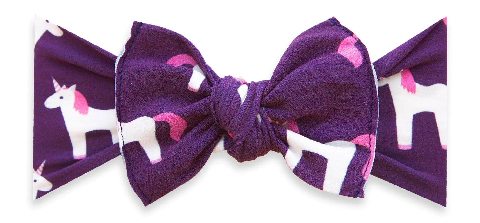 Baby Bling Plum Unicorn Printed Knot Headband