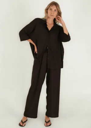 Beiged Straight Pants Black
