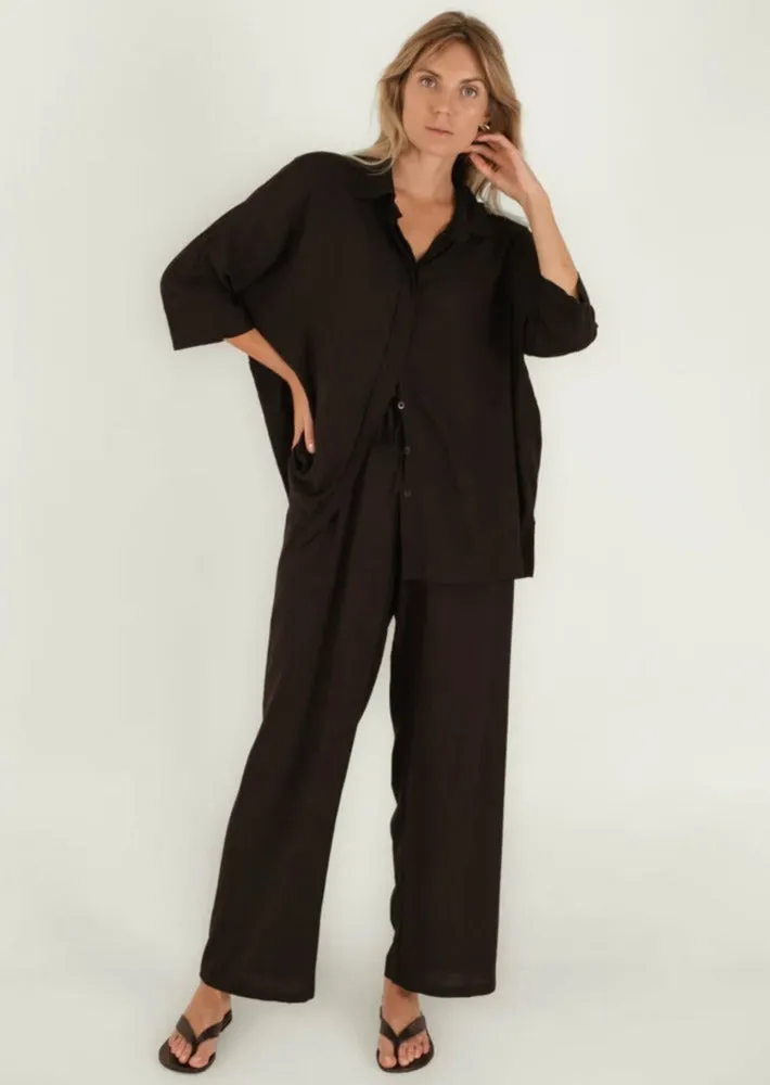 Beiged Straight Pants Black