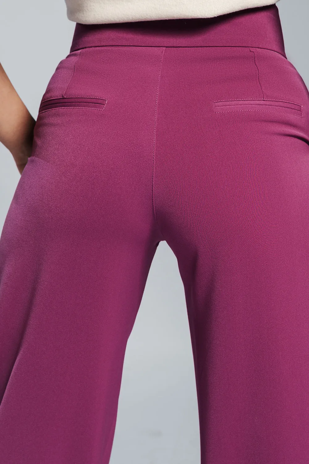 Berry Bliss Pleated Double Button Korean Pants