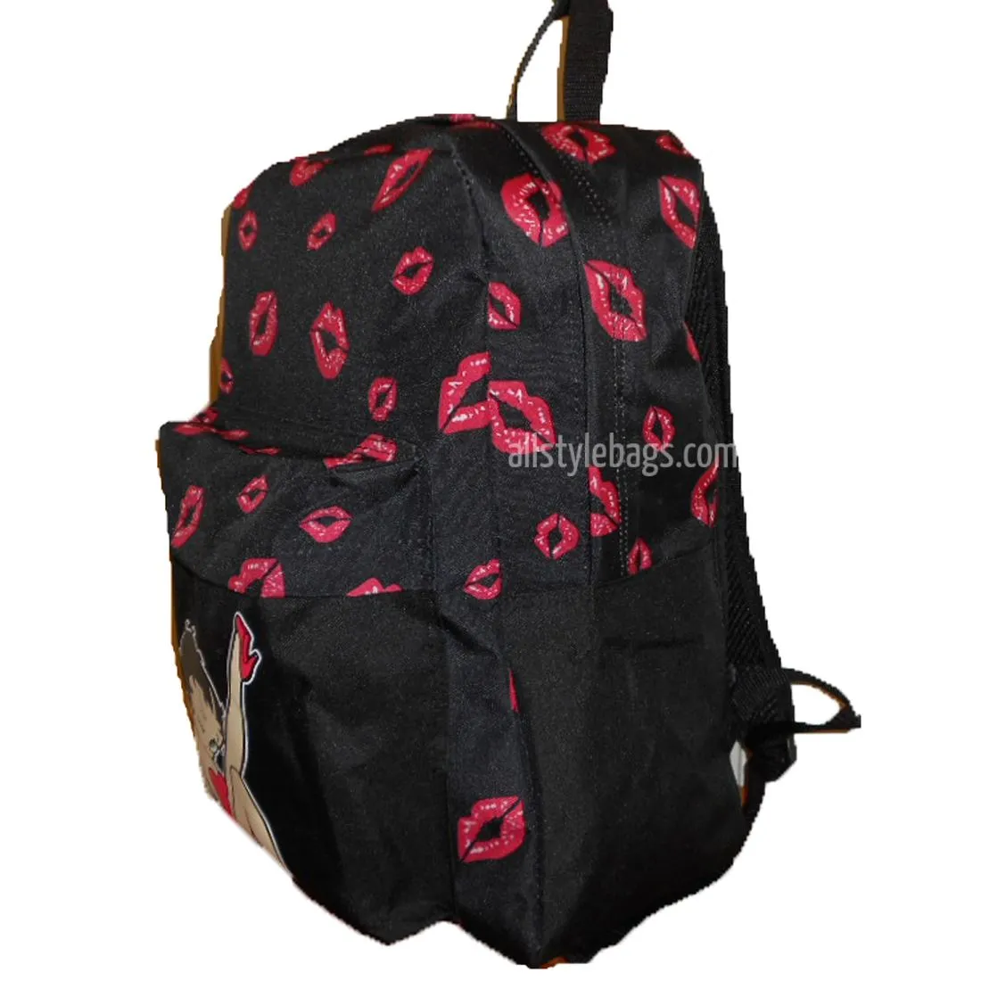 Betty Boop black canvas Bag Backpack School face heart book Pockets sport