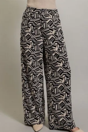 Black Abstract Printed Pocket Pant