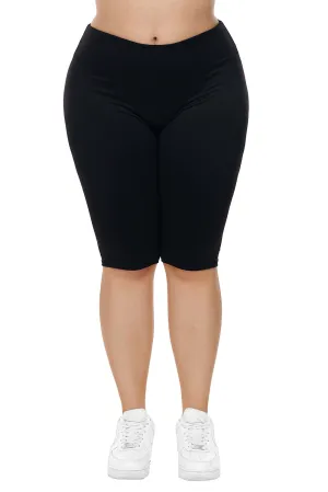 Black Knee Length Plus Size Sports Pants
