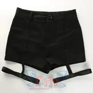 Black Line Layout Reverse T Circle Summer Cool Hot Ponte Shorts J40784