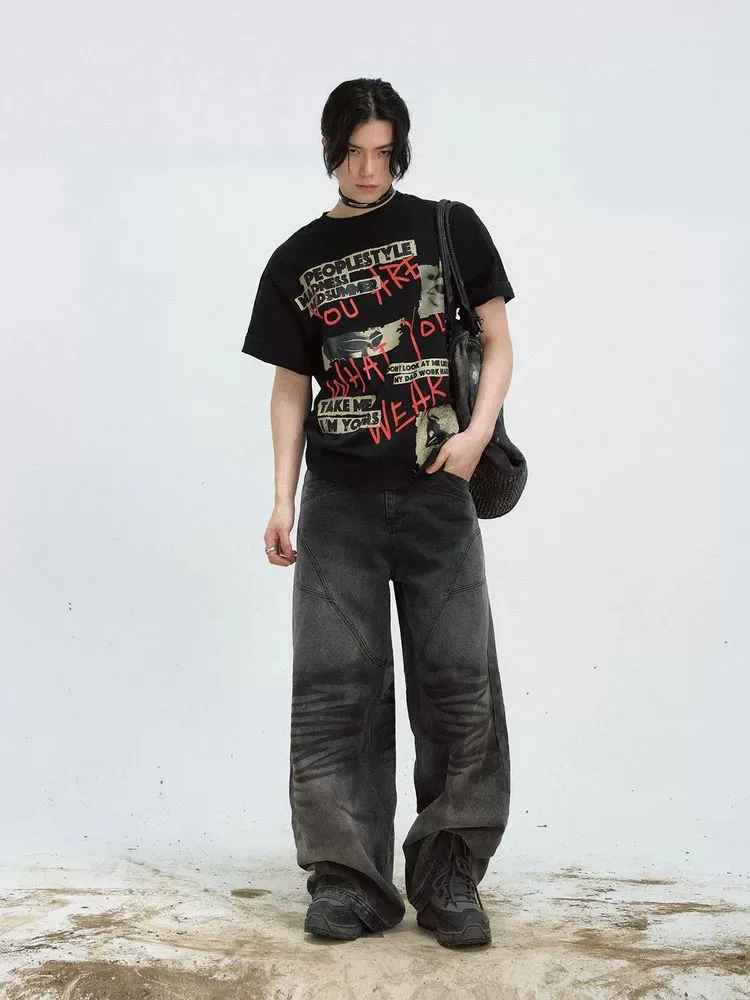 black niche loose slim casual pants
