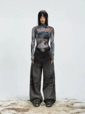 black niche loose slim casual pants