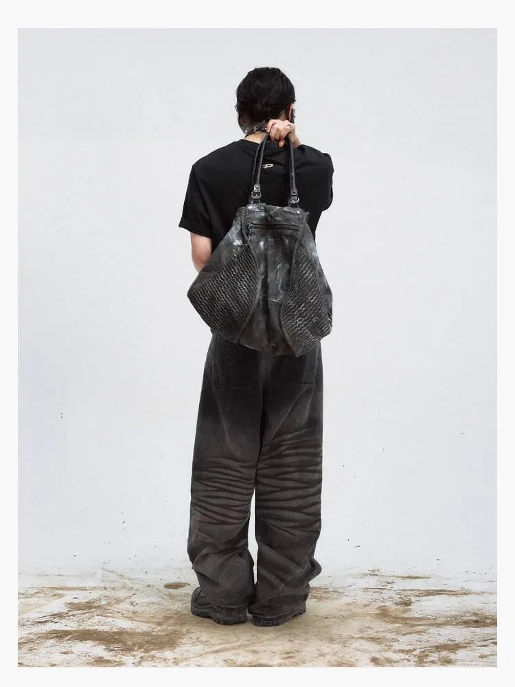 black niche loose slim casual pants