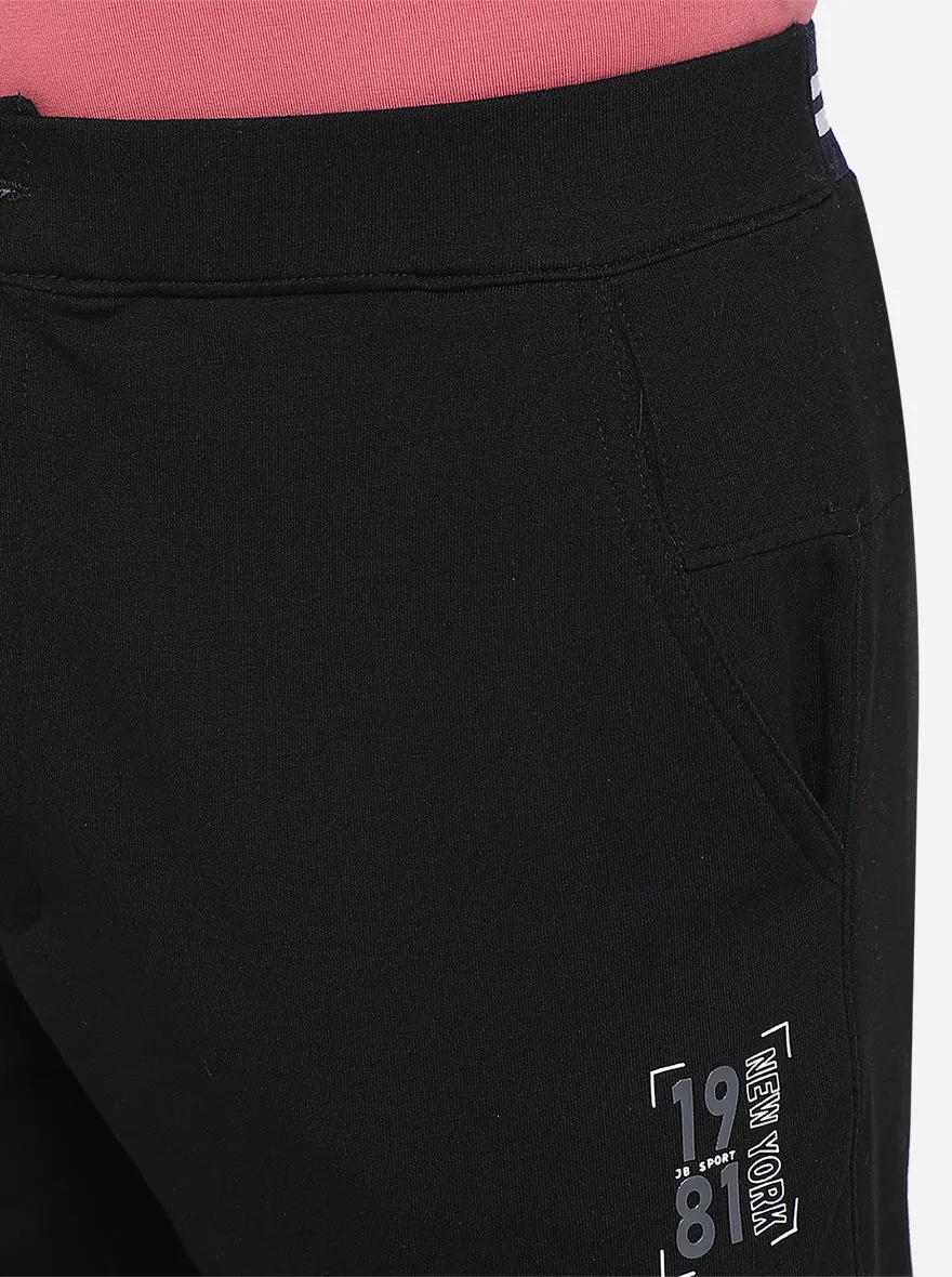 Black Solid Slim Fit Track Pants | JadeBlue