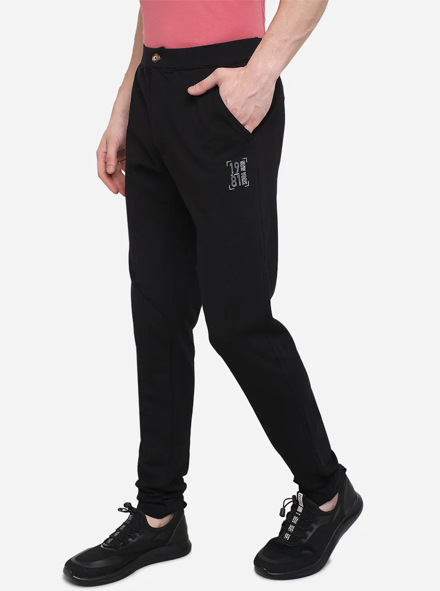 Black Solid Slim Fit Track Pants | JadeBlue