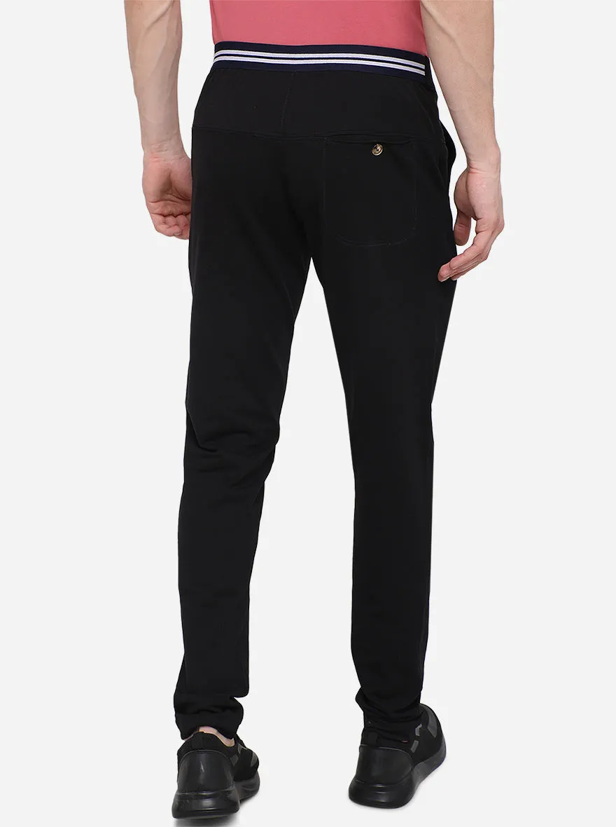 Black Solid Slim Fit Track Pants | JadeBlue