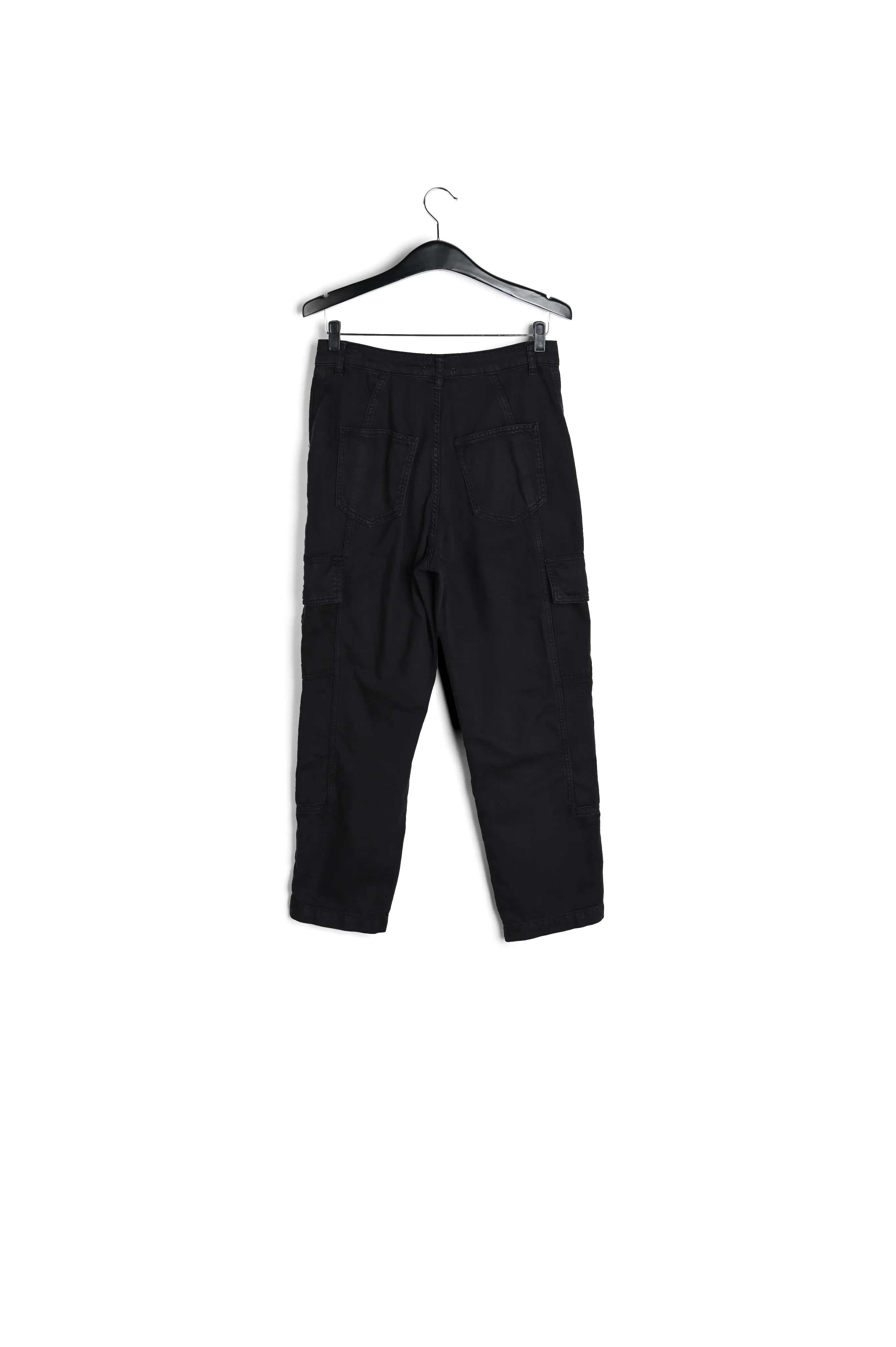 Black straight-leg cargo jeans