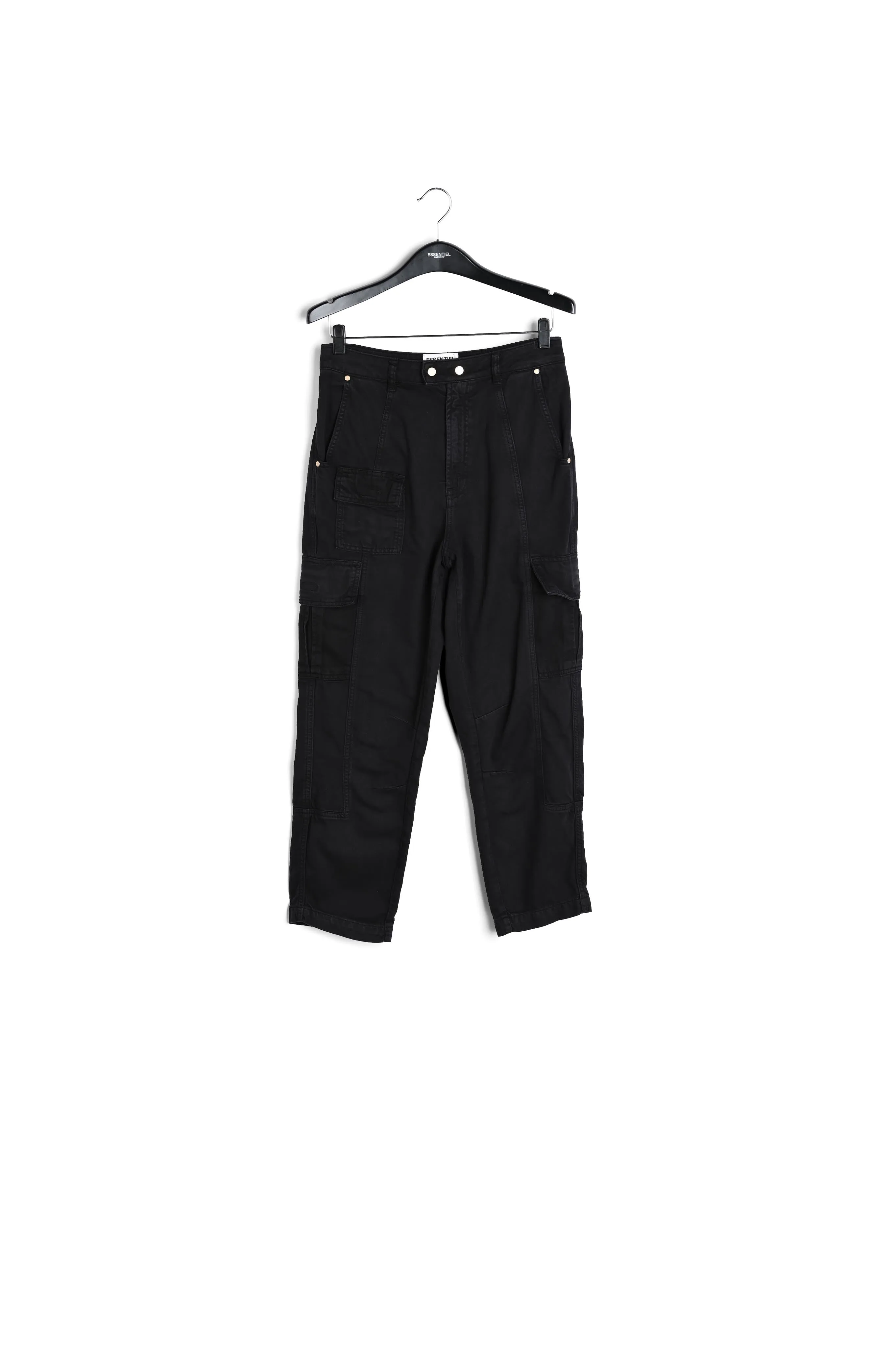 Black straight-leg cargo jeans