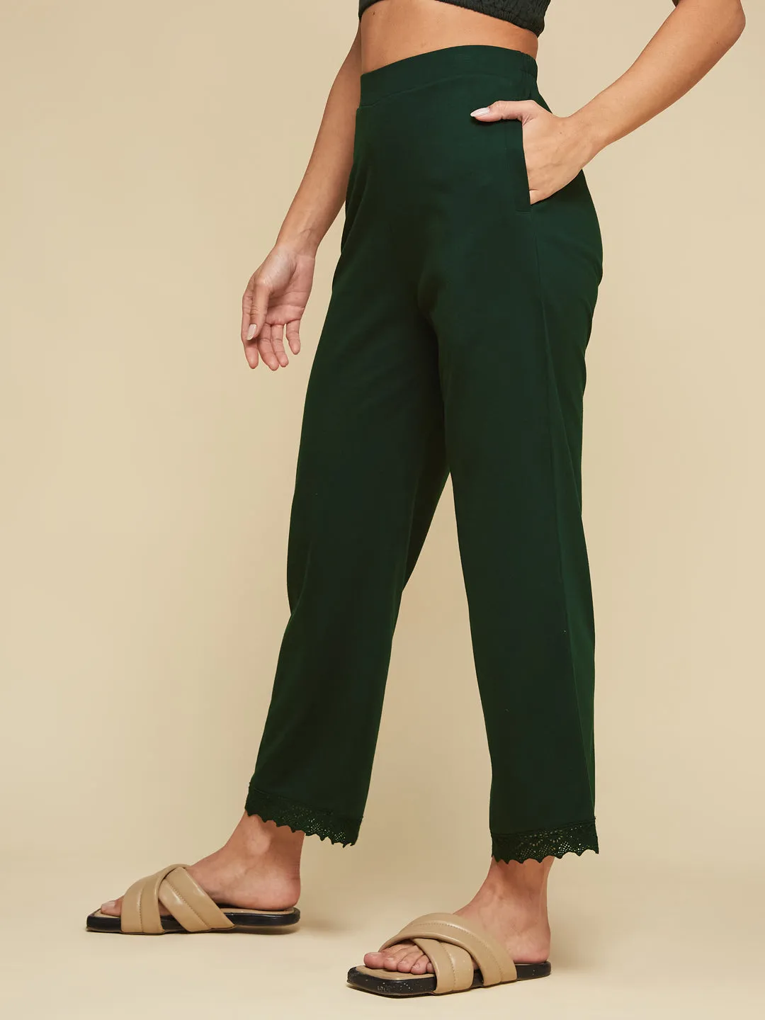 BLISSFUL LOUNGE LACE PANTS- GREEN