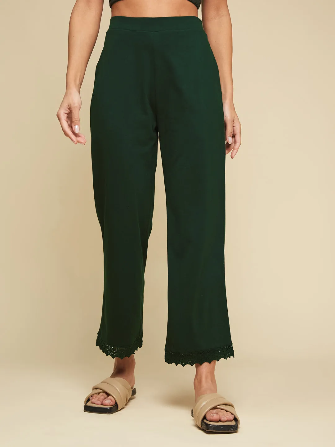 BLISSFUL LOUNGE LACE PANTS- GREEN