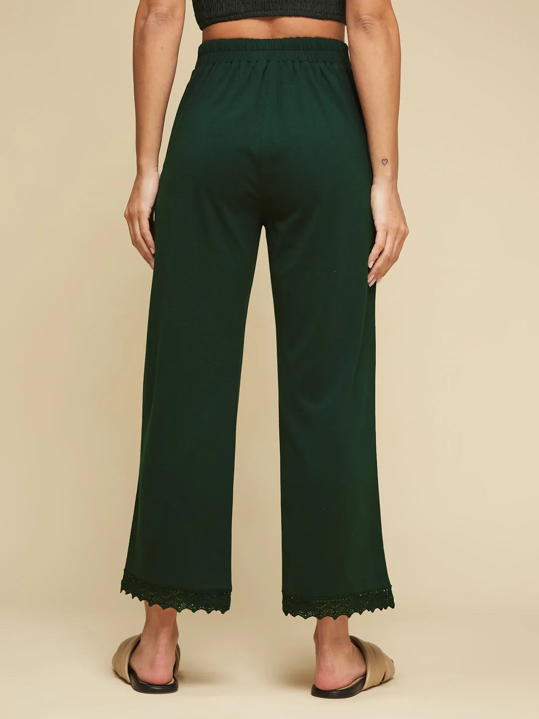 BLISSFUL LOUNGE LACE PANTS- GREEN