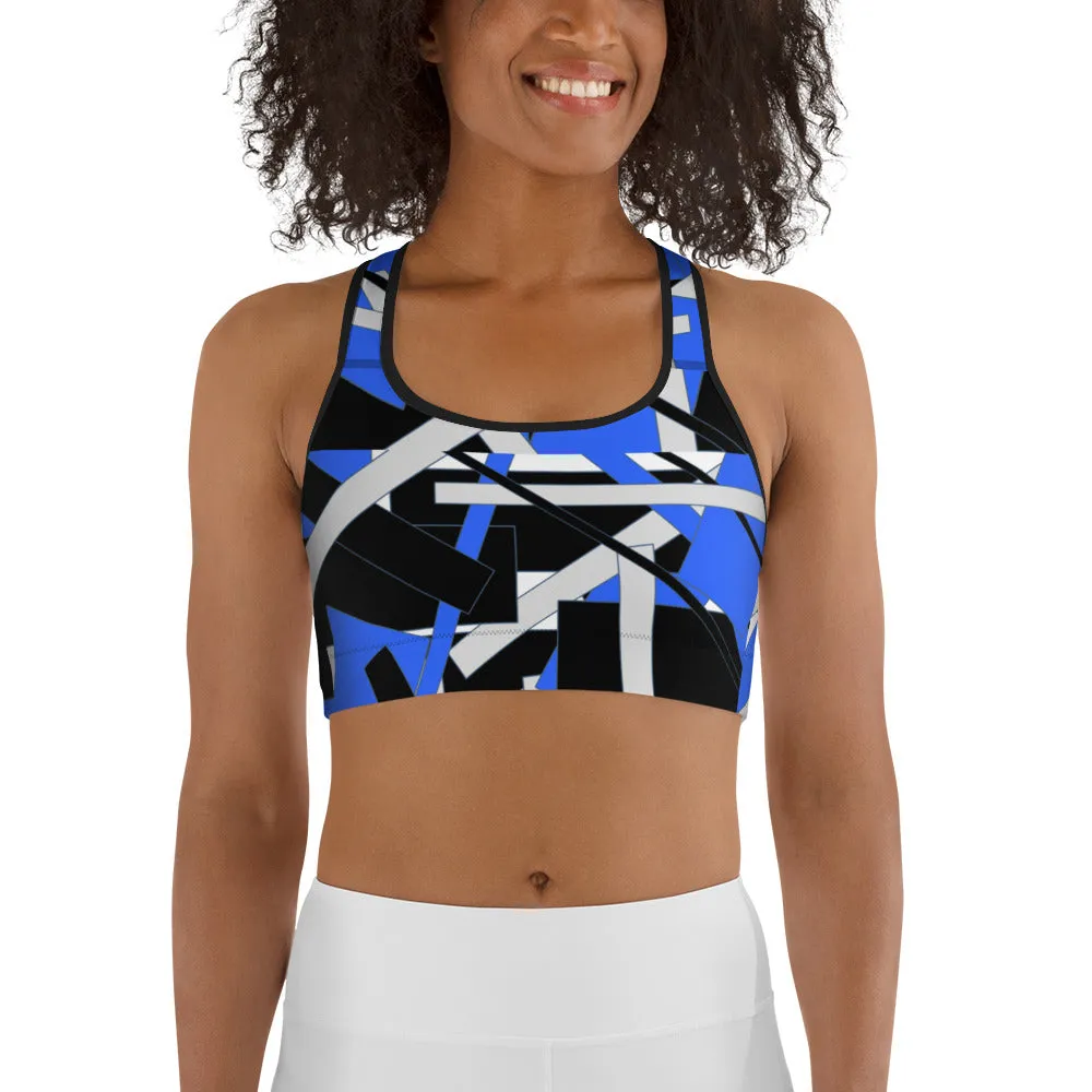 Blue Geometric Sports bra