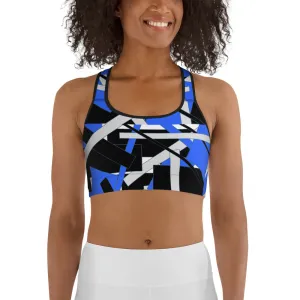 Blue Geometric Sports bra