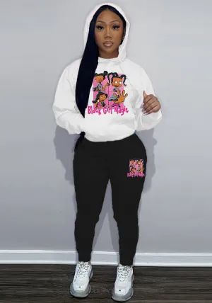 Bold Graphic Hoodie and Jogger Sweatpants Two-Piece Set for Effortless Style