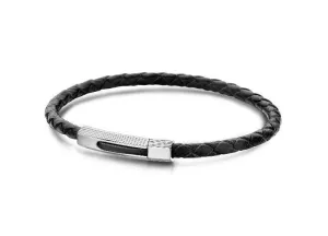 Bracelet Black Leather & Steel - 7FB-0001