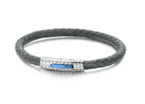 Bracelet Leather Grey & Stainless Steel - 7FB-0008