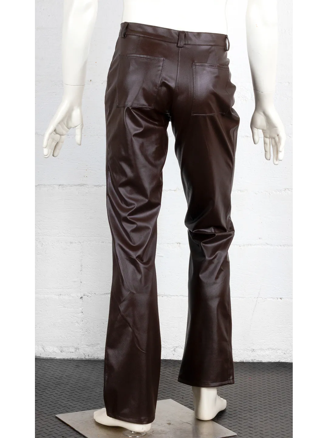 Brown Vegan Leather Jeans
