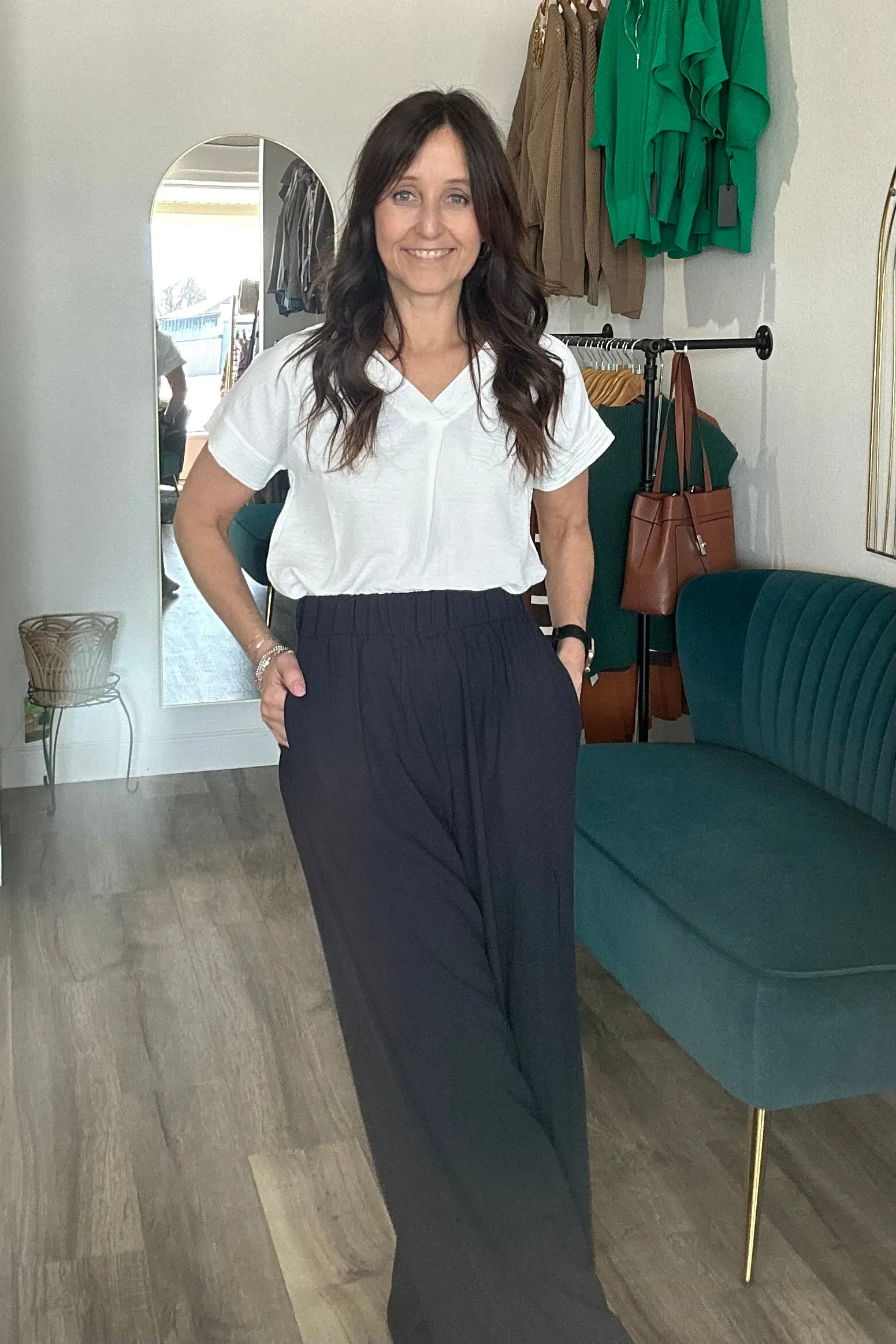 Cheri Navy Linen Pants