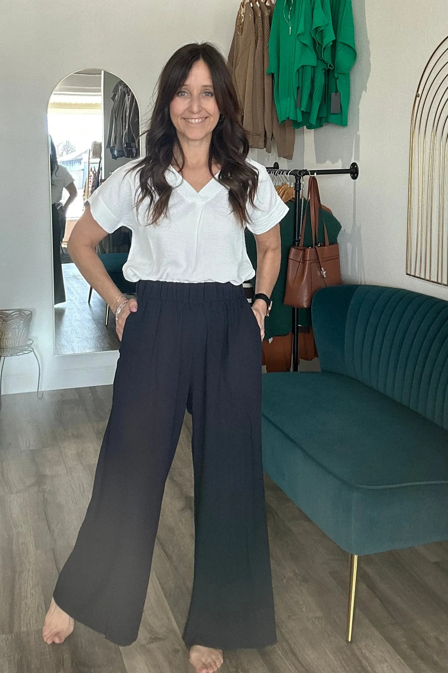 Cheri Navy Linen Pants