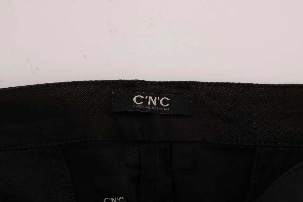 Chic Black Slim Fit Cotton Stretch Pants