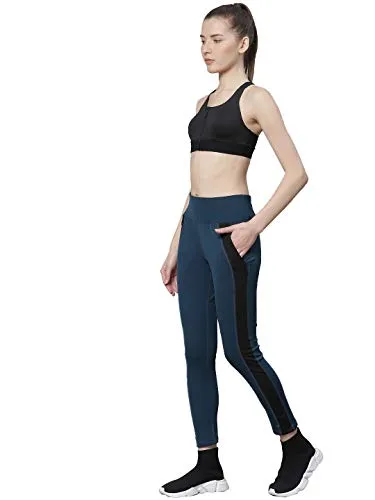 CHKOKKO Women Yoga Track Pants Stretchable Sports Tights Indigo M