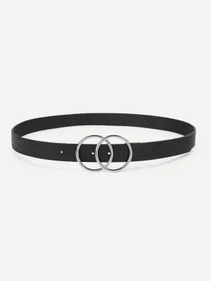 Chrome Plated Double Ring Buckle Belt