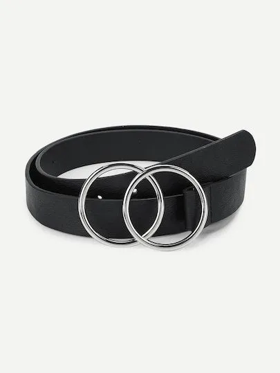 Chrome Plated Double Ring Buckle Belt