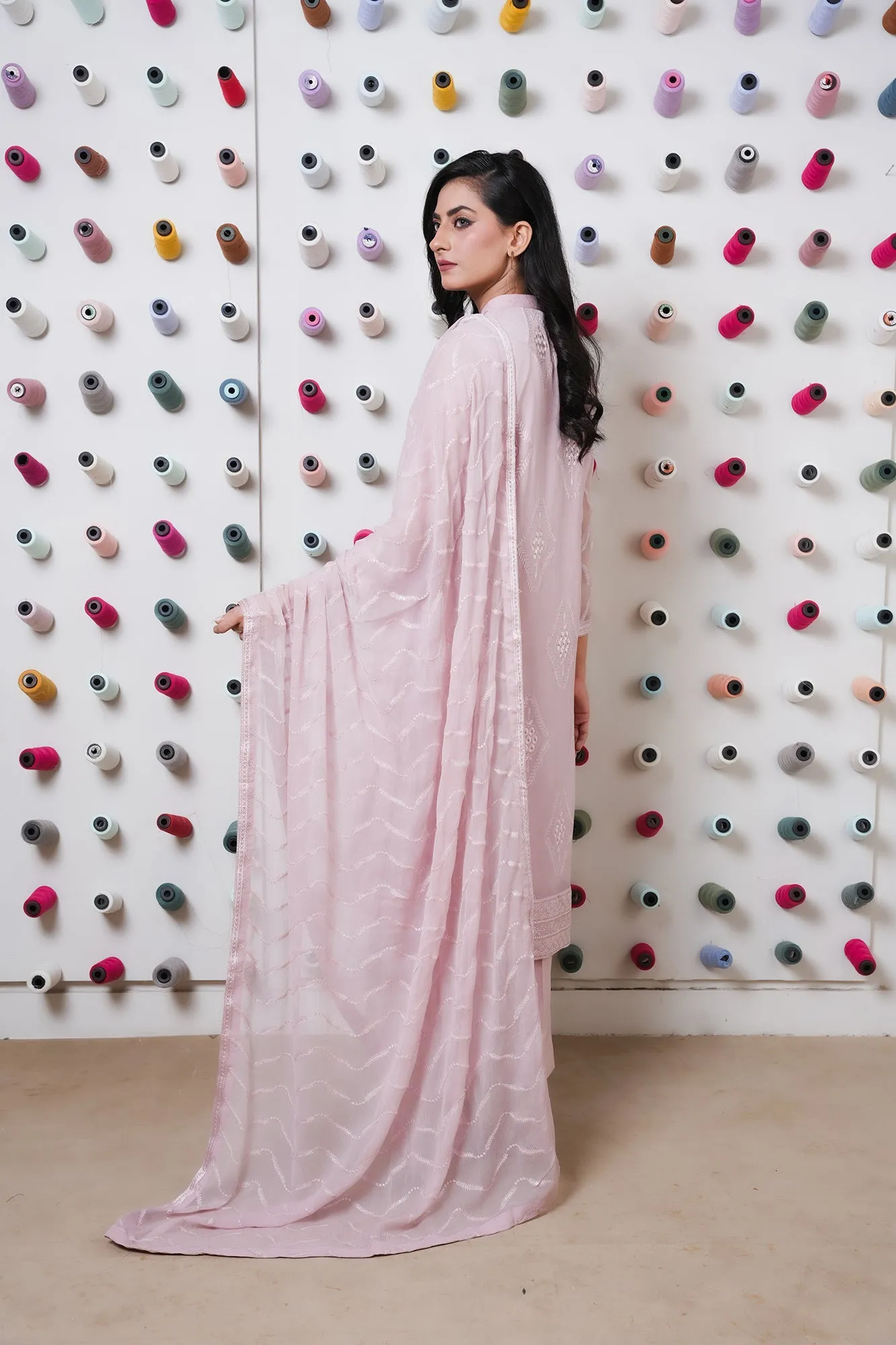 Classic Tea Pink Embroidered stitched 3-piece