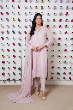 Classic Tea Pink Embroidered stitched 3-piece