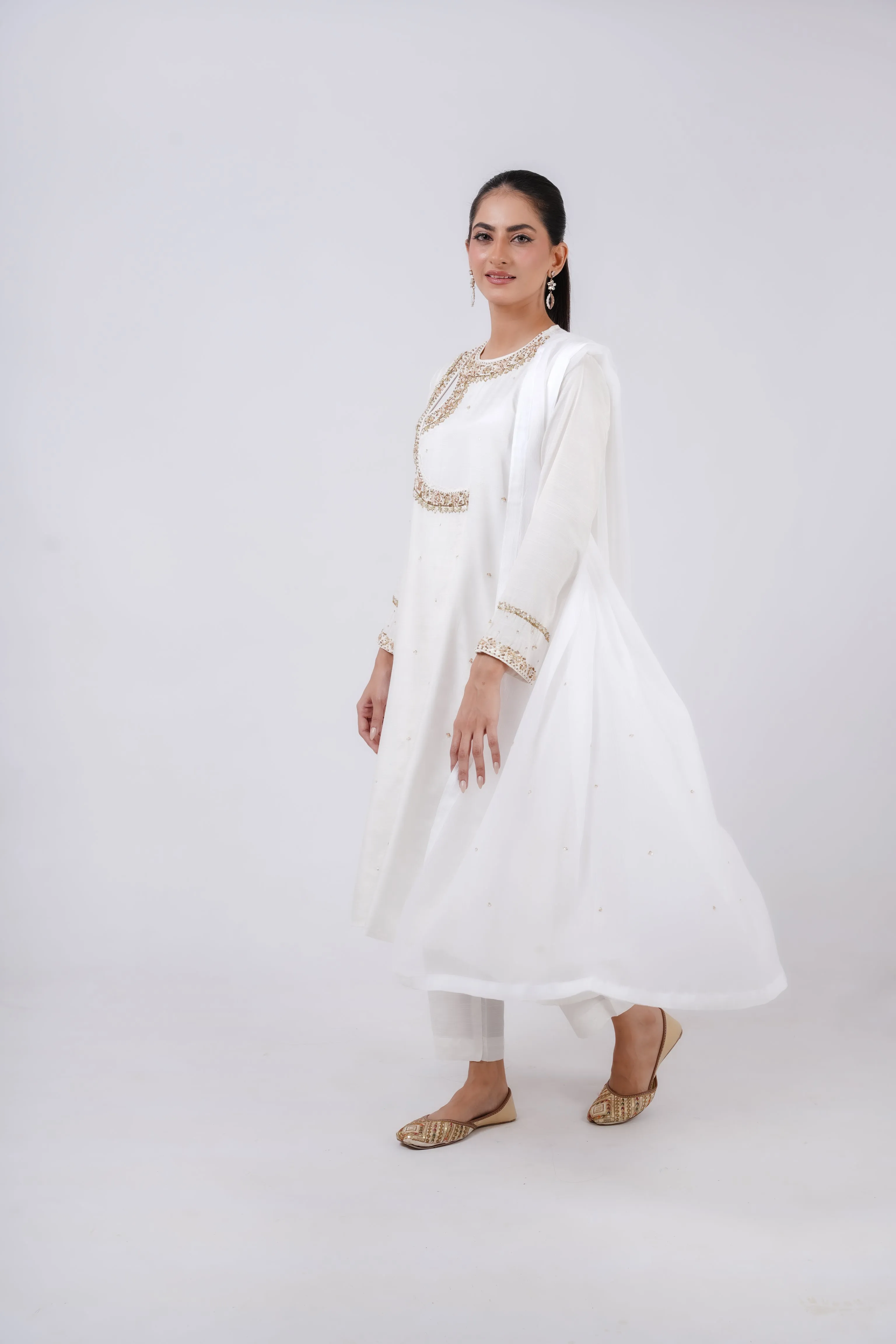 Classic White Embroidered stitched 3-piece