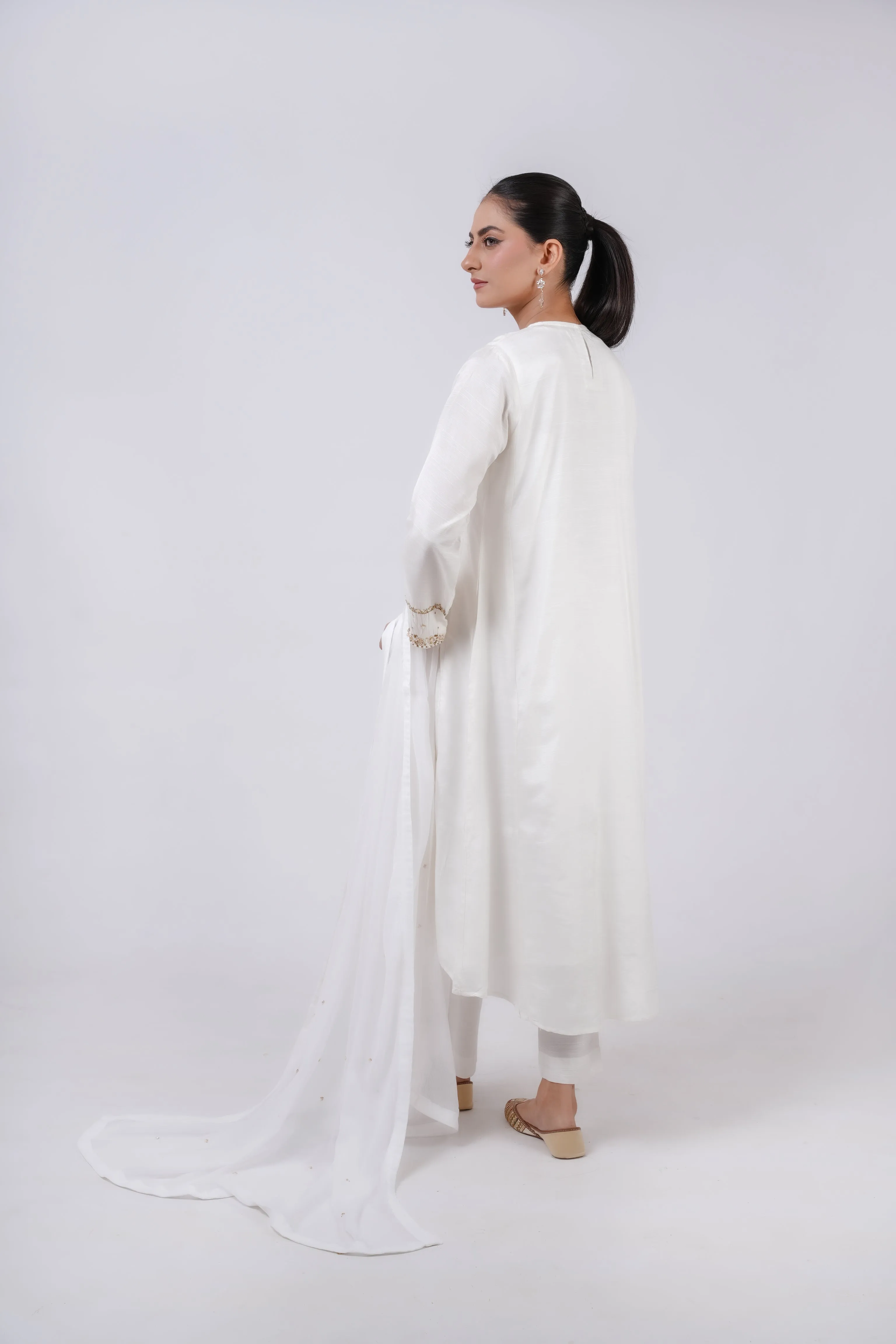 Classic White Embroidered stitched 3-piece