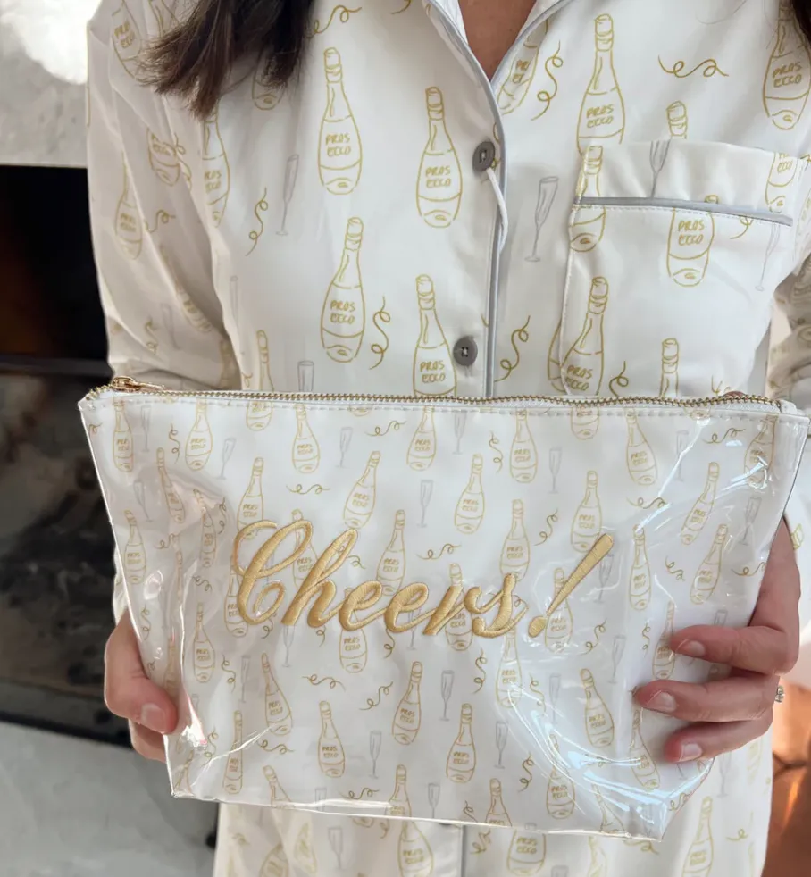 Clear Coat Zipper Bag White Champagne