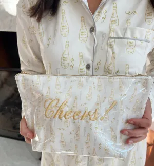 Clear Coat Zipper Bag White Champagne