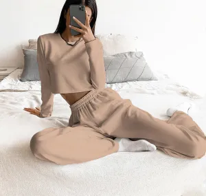 Comfy Autumn Knitted Top and Pants Suits Co-ord Set